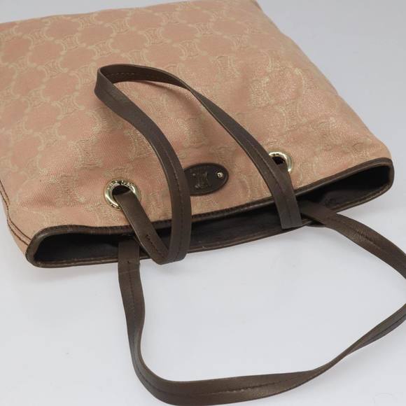 CELINE Paris Macadam Canvas Tote Bag Pink Brown gold Auth hk2071 - Picture 6 of 16